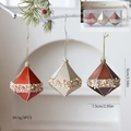 Diamond-shaped Christmas ornaments set in red, cream, and brown satin with pearls - Satin Creative Crystal Shape