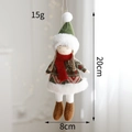 Plush Christmas girl doll ornament in forest green hat and red dress hanging decoration - Girls