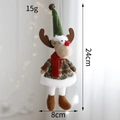 Christmas reindeer plush ornament with green hat and red scarf, 24cm festive hanging decor - Elk