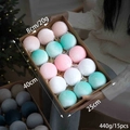 Gift set of 15 fabric-wrapped 8cm Christmas balls in pink and mint green tones - Macaron Series