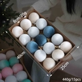 Set of 15 premium flocked and matte 8cm Christmas balls in navy and cream gift box - Blue Series