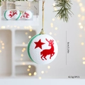 Set de 3 bolas de Navidad blancas de 8cm con renos rojos y motivos de estrellas - Estilo Alce