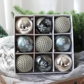 Set di 9 palline di Natale da 8cm in verde e oro con motivi a fiocchi di neve - Verde Scuro