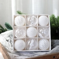Set di 9 palline di Natale bianche da 8cm con texture assortite in una confezione - Bianco