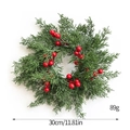 Corona de Navidad con hojas de cedro y bayas rojas, 30cm de diámetro y 89g de peso - Guirnalda de Portavelas 30CM