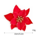 Fleur de poinsettia rouge artificielle pailletée d'or pour décoration de sapin de Noël - Bordure Dorée Floconnée - Moyen