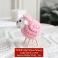 Pink curly wool sheep ornament with wooden legs for handmade Christmas home decor - Small / Pink