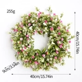 Artificial spring daisy wreath with pink flowers and 40cm diameter measurement guide - Wildgrass Wreath Style A