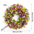 Artificial purple flower wreath for front door decor, 15.74in diameter and 290g weight - Wildgrass Wreath Style C