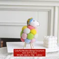 Colorful wool felt sheep figurine ornament in macaron tones for Christmas decor - Large / Colorful