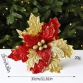 Velvet artificial Poinsettia flower with red gold sequins for DIY Christmas decor - Red