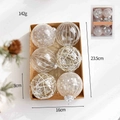 Set of 6 Christmas tree ornaments 8cm plastic balls in gold and white gift box - Set of 6 / Gold