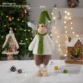Standing Christmas reindeer doll with green knitted hat and white sequin plush coat - Christmas Doll-Reindeer (Green)