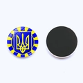Calamita da frigo 30mm in vetro cristallo con stemma dell'Ucraina nei colori blu giallo - Stile Emblema a Strisce Radianti (JY006320-3)