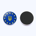 EU Flagge und Ukraine Wappen 30mm Kristallglas Magnet mit magnetischer schwarzer Rückseite - EU Ukraine Fusion Stil (JY006320-12)