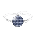 Silbernes Armband mit bösem Blick Motiv und verstellbarem Karabinerverschluss - Traditionelles Mäander Totem Stil (JY006324-6)