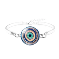 Silbernes Evil Eye Armband mit bunten böhmischen Anhängern und Karabinerverschluss - Bunter Konzentrischer Mehrfarbiger Stil (JY006324-9)