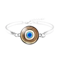 Silbernes Evil Eye Armband mit blauem Glasanhänger und verstellbarer Verlängerung - Blau Gold Weiß Abstrakter Textur Stil (JY006324-10)