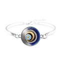 Silbernes Armband mit blauem Evil Eye Anhänger und verstellbarem Karabinerverschluss - Moderner Abstrakter Konzentrischer Kreis Stil (JY006324-11)