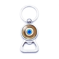 Polierter silberner Evil Eye Flaschenöffner Schlüsselanhänger mit blauem Anhänger - Blau Gold Braun Stil (JY006347-10)
