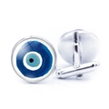 Ασημένια μανικετόκουπα για άνδρες με μπλε Evil Eye για γαλλικά πουκάμισα - Τουρκικό Μπλε Μάτι Πολιτισμικό (JY006351-12)