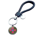 Portachiavi in pelle nera intrecciata con ciondolo stemma delle forze armate ucraine - Stile Emblema Forze Armate (JY006310-5)