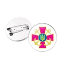 Silver metal pin badge featuring the blue and yellow Ukraine naval emblem and safety pin back - Silver-Navy Anchor Emblem (JY006303 Silver-8)