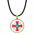 Retro Bronze Halskette mit ukrainischem Marine-Wappen Glasanhänger an schwarzer Schnur - Marine-Emblem (JY006311-8)