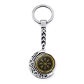 Porte-clés boussole viking avec croissant de lune argenté et symbole Vegvisir doré rotatif - Style Boussole Viking Noir Or (JY006531-7)