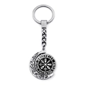 Porte-clés boussole viking rotative avec inscription Valkyries et croissant de lune argenté - Style Boussole Valkyrie (JY006531-8)