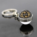 Viking wolf compass keychain with double-sided glass ball and rune engravings - Double Wolf Compass Runes Style (JY006535-6)