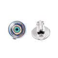 Silver clip-on evil eye earrings featuring colorful concentric circles for non-pierced ears - Colorful Concentric Circle Boho Style (JY006329-9)