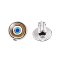 Blue Evil Eye clip-on earrings with gold alloy frame and glass inlay for non-pierced ears - Bright Blue Exotic Style (JY006329-10)