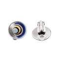 Retro silver alloy ear clip with blue evil eye glass pattern for non-pierced ears - Blue Gold Black White Concentric Style (JY006329-11)