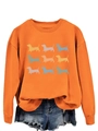 Détail du sweat orange avec neuf silhouettes colorées de teckels imprimées devant - S / Orange