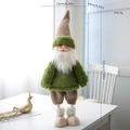 Gnome de Noël en peluche de 57cm avec lunettes dorées et barbe blanche pour décoration - Poupée de Noël-Gnome (Vert)