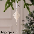 Adorno navideño blanco brillante con perla y colgante de gota de agua elegante - Colgante Rombo 3D