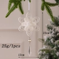 Copo de nieve blanco brillante para árbol de Navidad con perla y gota de cristal - Colgante Flor 3D