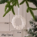 Corona navideña blanca brillante de 11 cm con cinta para colgar en el árbol - Colgante Guirnalda Brillo Plata