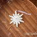 White snowflake ornament with silver glitter and central rhinestone, 9.5cm hanging star - QMZF Snowflake B