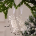 White glitter candy Christmas tree ornaments with ribbons and sparkling finish - Candy Charm