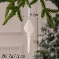 Sparkling white conch shell Christmas tree ornament with glitter finish and hanging ribbon - Silver Glitter Conch Pendant