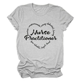 Close-up of light gray cotton T-shirt featuring Nurse Practitioner heart typography design - S / Light Gray (Black Font)