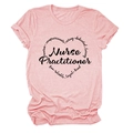 Detail of pink heather Nurse Practitioner T-shirt with heart-shaped word cloud print - S / Pink (Black Font)
