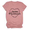 Close-up of heart-shaped Nurse Practitioner typography print on a dusty rose T-shirt - S / Rose Gold (Black Font)