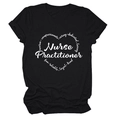 Detail of Nurse Practitioner heart text print on black cotton short sleeve t-shirt - S / Black