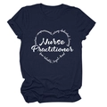 Detail of heart-shaped text print on dark blue short sleeve nurse practitioner t-shirt - S / Navy Blue (White Font)