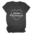 Dark grey nurse practitioner cotton t-shirt with heart-shaped professional word cloud print - S / Dark Heather Grey (White Font)