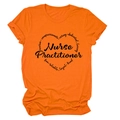 Orange Nurse Practitioner short sleeve T-shirt with heart graphic for women - S / Orange (Black Font)