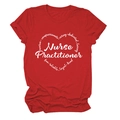 Detail of red nurse practitioner cotton t-shirt with heart graphic and white text - S / Red